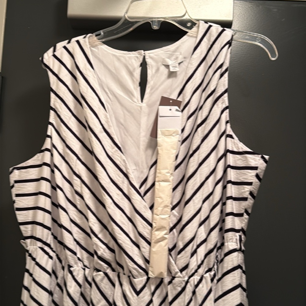 J Jill A-Line Striped Sleeveless Midi Dress with rope tie belt, XL 16 18 Petite - Picture 5 of 11
